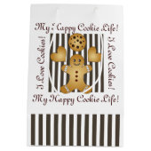 可愛パーソナライズされたいジンジャーブレッドマンCookieキッズ ミディアムペーパーバッグ (裏面)