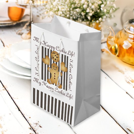 可愛パーソナライズされたいジンジャーブレッドマンCookieキッズ ミディアムペーパーバッグ