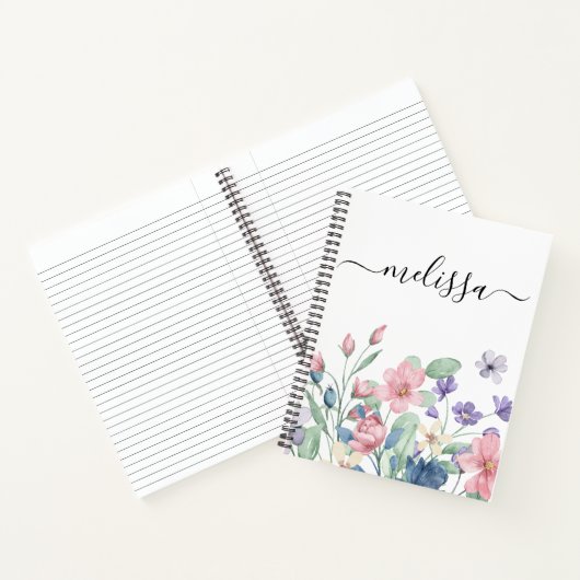 可愛パーソナライズされたいソフトピンクフローラ雑誌 ノートブック (内部)