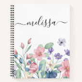 可愛パーソナライズされたいソフトピンクフローラ雑誌 ノートブック (正面)