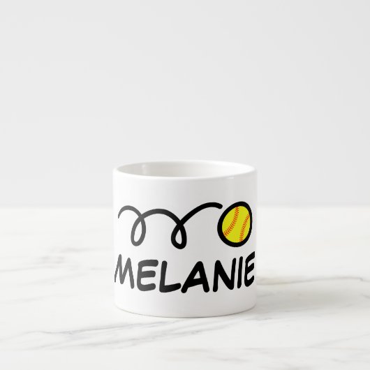 可愛パーソナライズされたいソフトボールを持つ小さな子供のマグカップ エスプレッソカップ (正面)