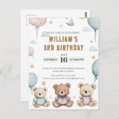 可愛パーソナライズされたいテディベア誕生日 ポストカード (正面/裏面)