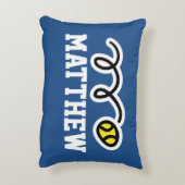 可愛パーソナライズされたいテニスボール付き子供枕 アクセントクッション (裏面(縦))