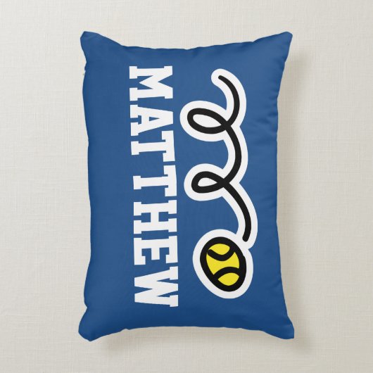 可愛パーソナライズされたいテニスボール付き子供枕 アクセントクッション (正面(垂直))