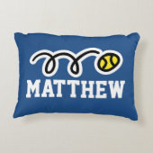 可愛パーソナライズされたいテニスボール付き子供枕 アクセントクッション (裏面)