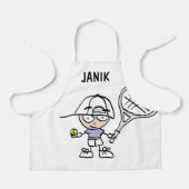 可愛パーソナライズされたいテニス漫画のキッズエプロン エプロン (正面)