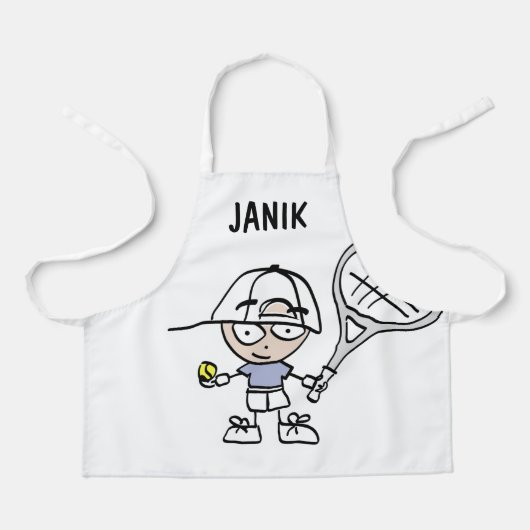 可愛パーソナライズされたいテニス漫画のキッズエプロン エプロン (正面)