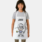 可愛パーソナライズされたいテニス漫画のキッズエプロン エプロン (インサイチュ)