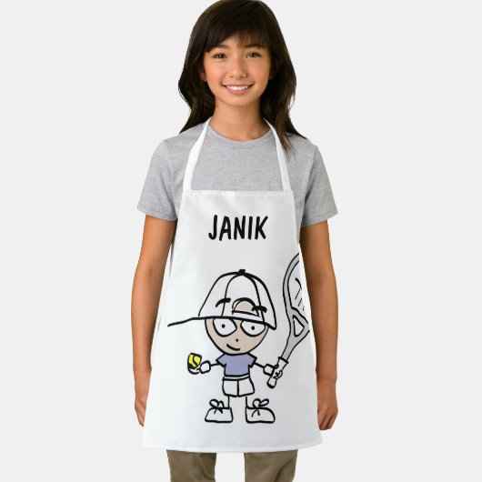 可愛パーソナライズされたいテニス漫画のキッズエプロン エプロン (インサイチュ)