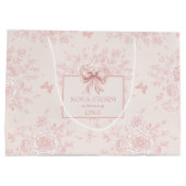 可愛パーソナライズされたいトイレピンクコケット誕生日 ラージペーパーバッグ (裏面)