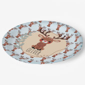 可愛パーソナライズされたいトナカイ模様 ペーパープレート (アングル)