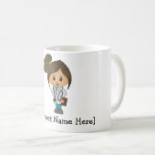 可愛パーソナライズされたいドクターブルネット女性 コーヒーマグカップ (正面右)