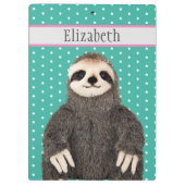 可愛パーソナライズされたいナマケモノの名前 クリップボード (裏面)