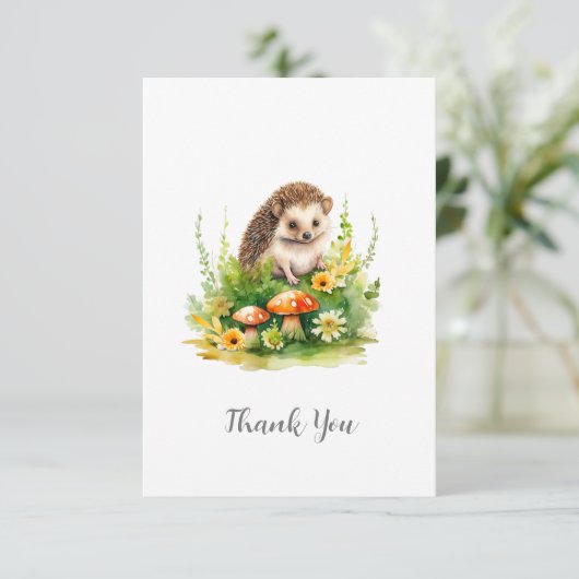 可愛パーソナライズされたいハリネズミ サンキューカード (スタンド正面)