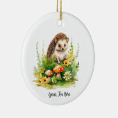 可愛パーソナライズされたいハリネズミ セラミックオーナメント (右)