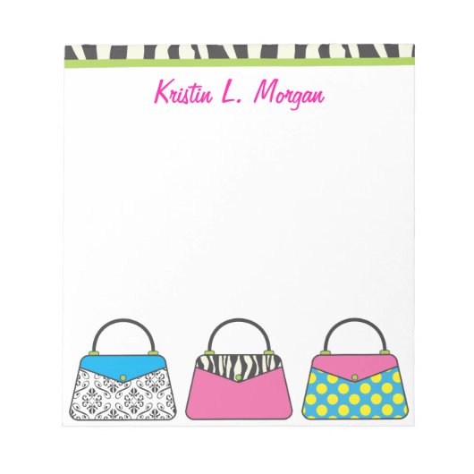 可愛パーソナライズされたいハンドバッグメモ帳 ノートパッド (正面)