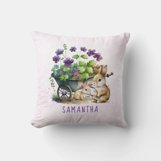 可愛パーソナライズされたいバニーズガールイースター クッション (正面)