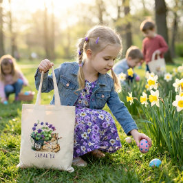 可愛パーソナライズされたいバニーズガールイースター トートバッグ