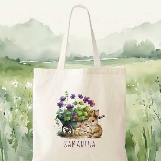 可愛パーソナライズされたいバニーズガールイースター トートバッグ