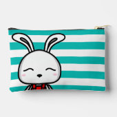 可愛パーソナライズされたいバニーピンクを剥いだ アクセサリーポーチ (裏面)