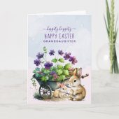 可愛パーソナライズされたいバニー孫娘イースター シーズンカード (正面)
