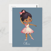 可愛パーソナライズされたいバレエダンサー ポストカード (正面/裏面)