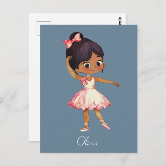 可愛パーソナライズされたいバレエダンサー ポストカード (正面/裏面)