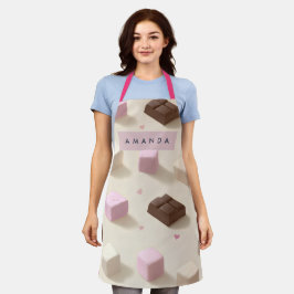 可愛パーソナライズされたいパステルチョコレートとマシュマロ エプロン