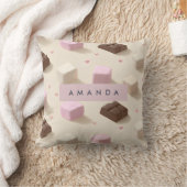 可愛パーソナライズされたいパステルチョコレートとマシュマロ クッション (ブランケット)