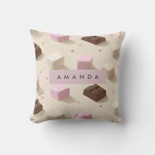 可愛パーソナライズされたいパステルチョコレートとマシュマロ クッション (正面)