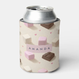可愛パーソナライズされたいパステルチョコレートとマシュマロ 缶クーラー