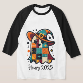 可愛パーソナライズされたいパッチワーク幽霊ハロウィン Tシャツ