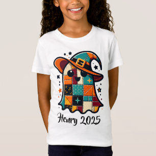 可愛パーソナライズされたいパッチワーク幽霊ハロウィン Tシャツ