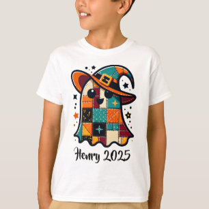 可愛パーソナライズされたいパッチワーク幽霊ハロウィン Tシャツ