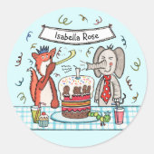 可愛パーソナライズされたいパーティー動物 ラウンドシール (正面)