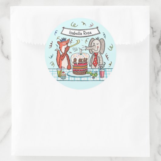 可愛パーソナライズされたいパーティー動物 ラウンドシール (バッグ)