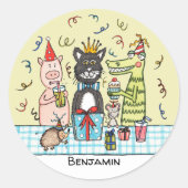 可愛パーソナライズされたいパーティー動物 ラウンドシール (正面)