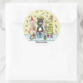 可愛パーソナライズされたいパーティー動物 ラウンドシール (バッグ)