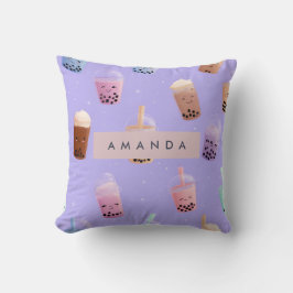 可愛パーソナライズされたいパープルパステルバブルティー クッション