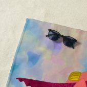 可愛パーソナライズされたいパープルマーメイド&ピンクメルミンゴ ビーチタオル (インサイチュ)