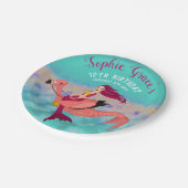 可愛パーソナライズされたいパープルマーメイド&ピンクメルミンゴ ペーパープレート (アングル)