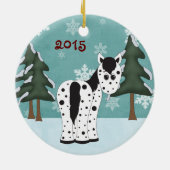 可愛パーソナライズされたいヒョウ・アパルーサ～アッピーホース セラミックオーナメント (裏面)