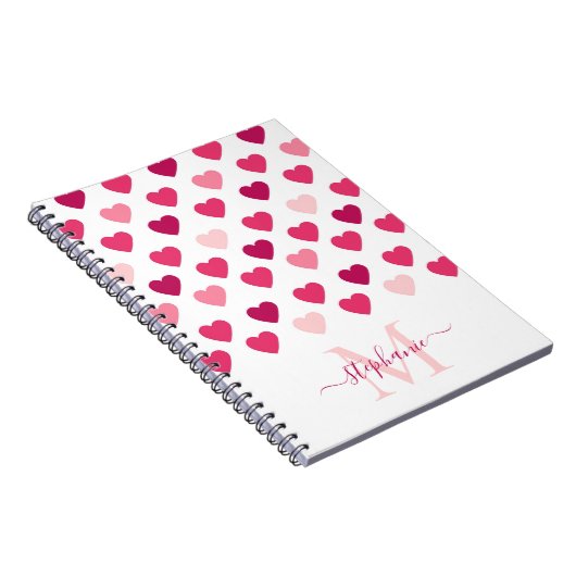 可愛パーソナライズされたいピガーリーンクハートラブ ノートブック (右側)