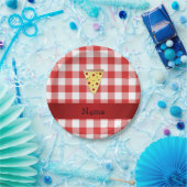 可愛パーソナライズされたいピザレッドと名市松模様に付ける ペーパープレート (パーティー)