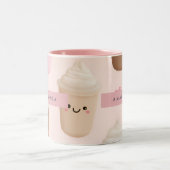 可愛パーソナライズされたいピンクかわいいコーヒーカップ ツートーンマグカップ (中央)