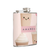 可愛パーソナライズされたいピンクかわいいコーヒーカップ フラスク (右)