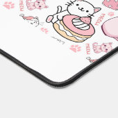 可愛パーソナライズされたいピンクと白の猫デスクマット デスクマット (コーナー)