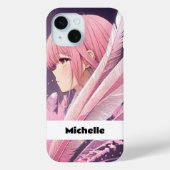可愛パーソナライズされたいピンクのアニメ女子iPhoneケース Case-Mate iPhoneケース (裏面)