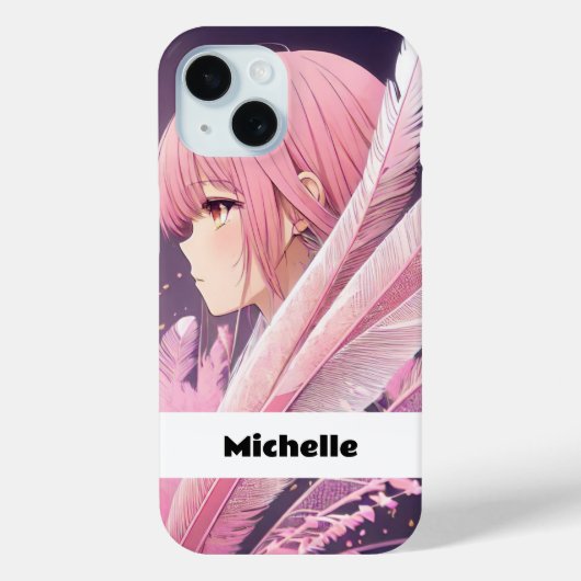 可愛パーソナライズされたいピンクのアニメ女子iPhoneケース Case-Mate iPhoneケース (裏面)