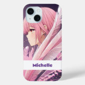 可愛パーソナライズされたいピンクのアニメ女子iPhoneケース Case-Mate iPhoneケース (裏面)